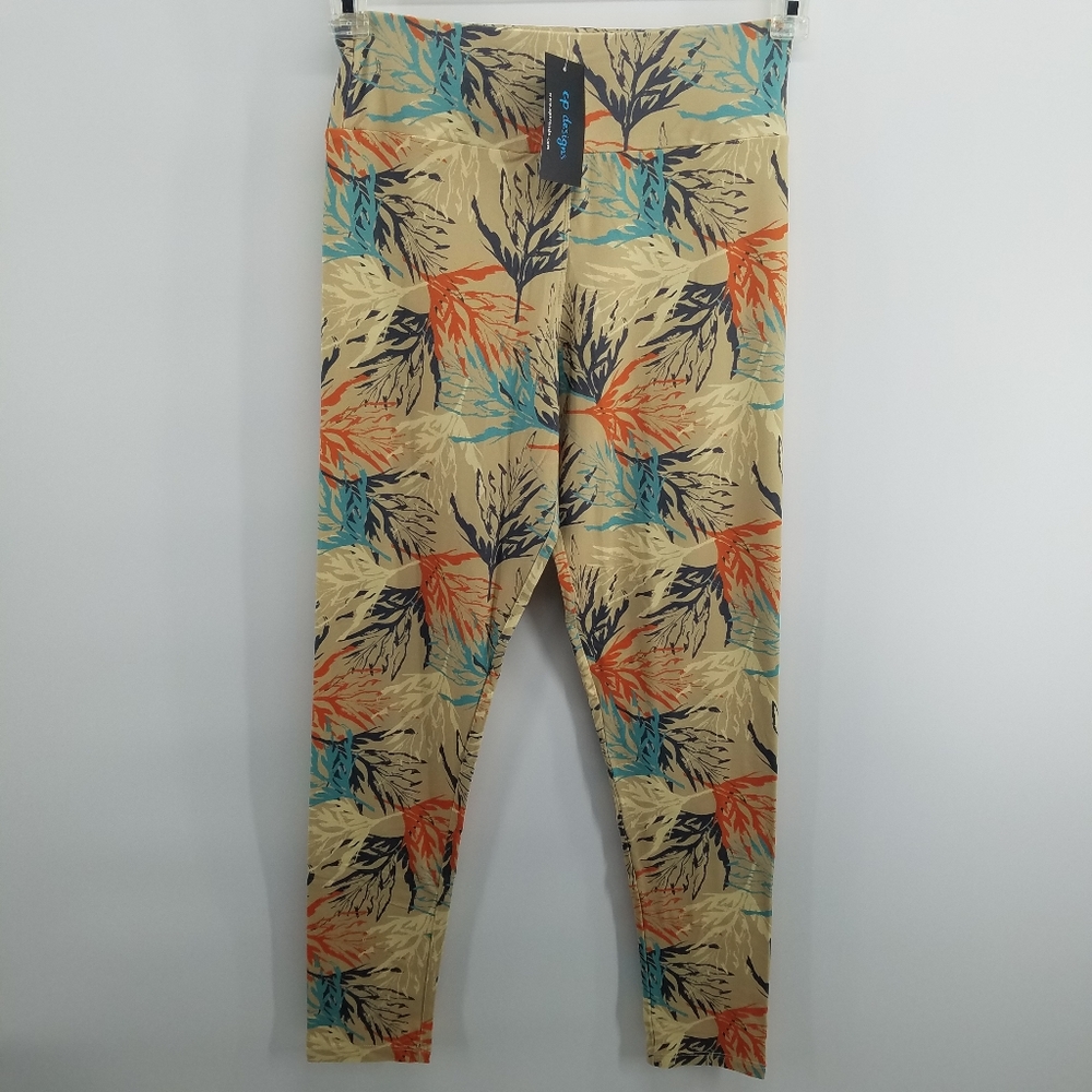 CP Designs multi colored floral leggings lounge pants Jr 10 adult 4 NWT